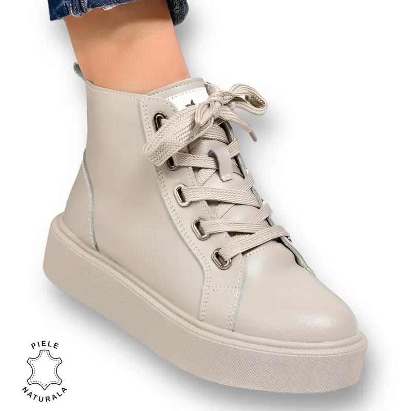 GHETE DAMA din PIELE NATURALA CRL0916 GRI