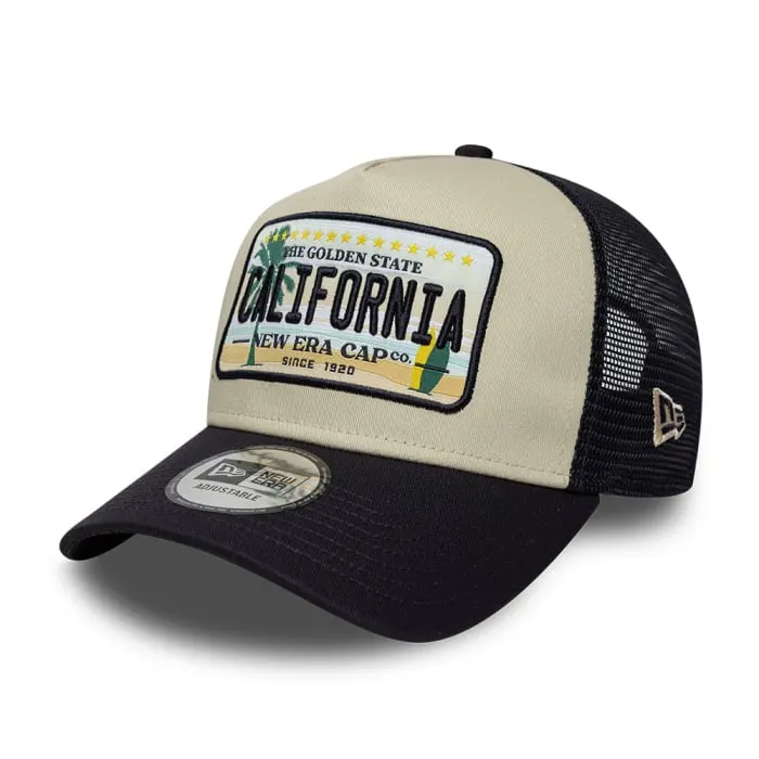 Sapca New Era Cali Licence Plate 9FORTY A-Frame Trucker Adjustable Cap Navy