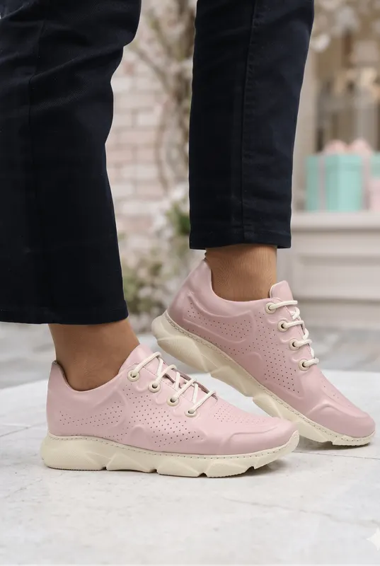 Pantofi Casual-Sport din Piele Roz Pudra - BARCELA