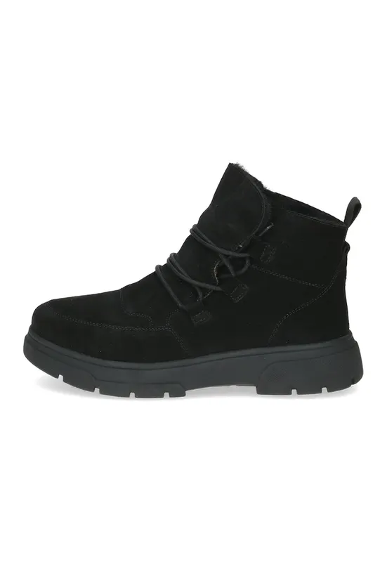 Ghete de piele intorsa si material textil - Negru