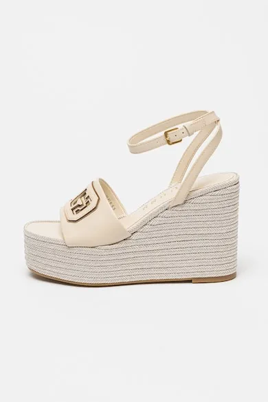 Sandale-espadrile wedge - Crem