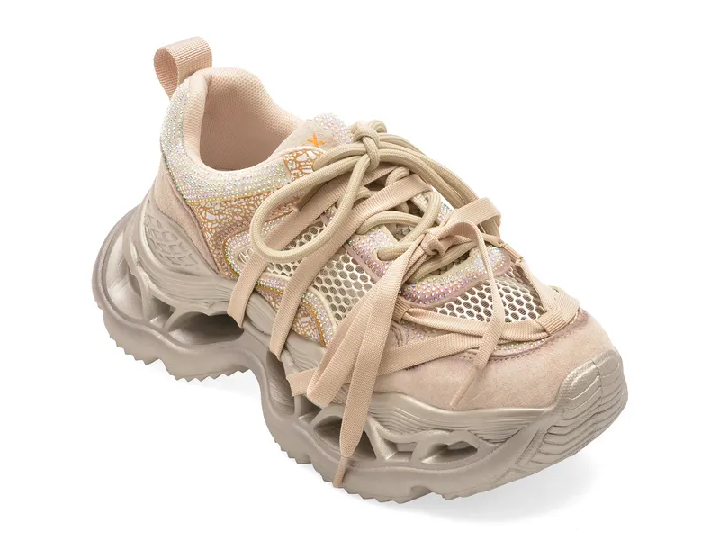 Pantofi sport bej, 30591, din material textil