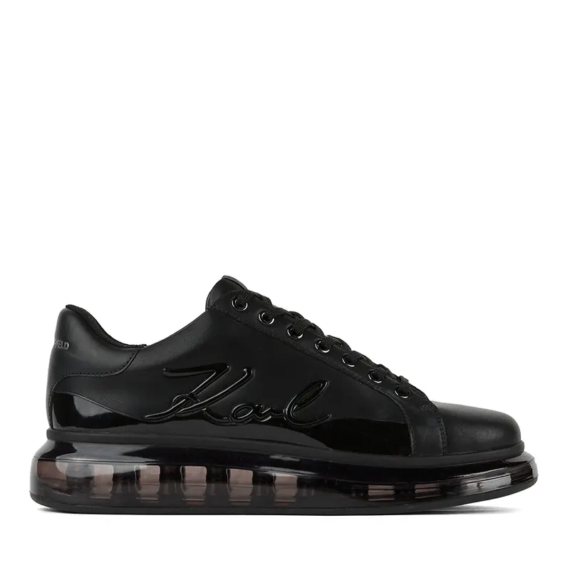 Sneakers bărbați Karl Lagerfeld KAPRI Kushion Karl Signia Shine negri din piele 2051bp52648n