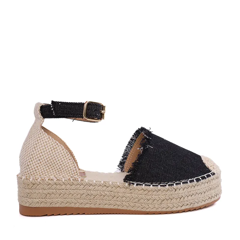Espadrile femei Solo Donna negre din textil 2547DE39040JN