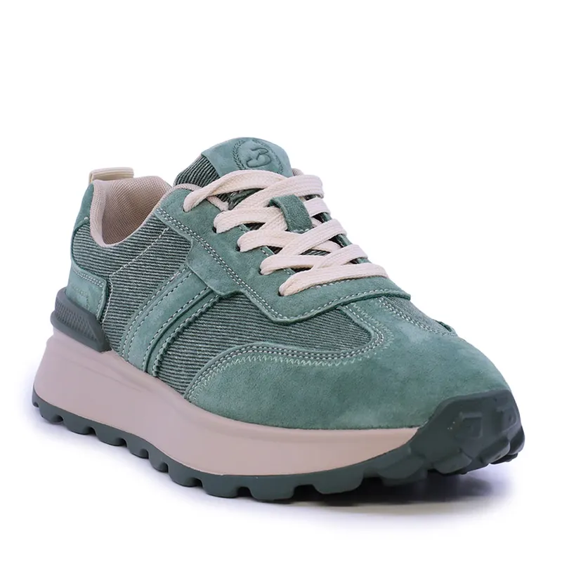 Sneakers ușori femei verzi din piele și textil 1992DP6527VV — imaginea 2