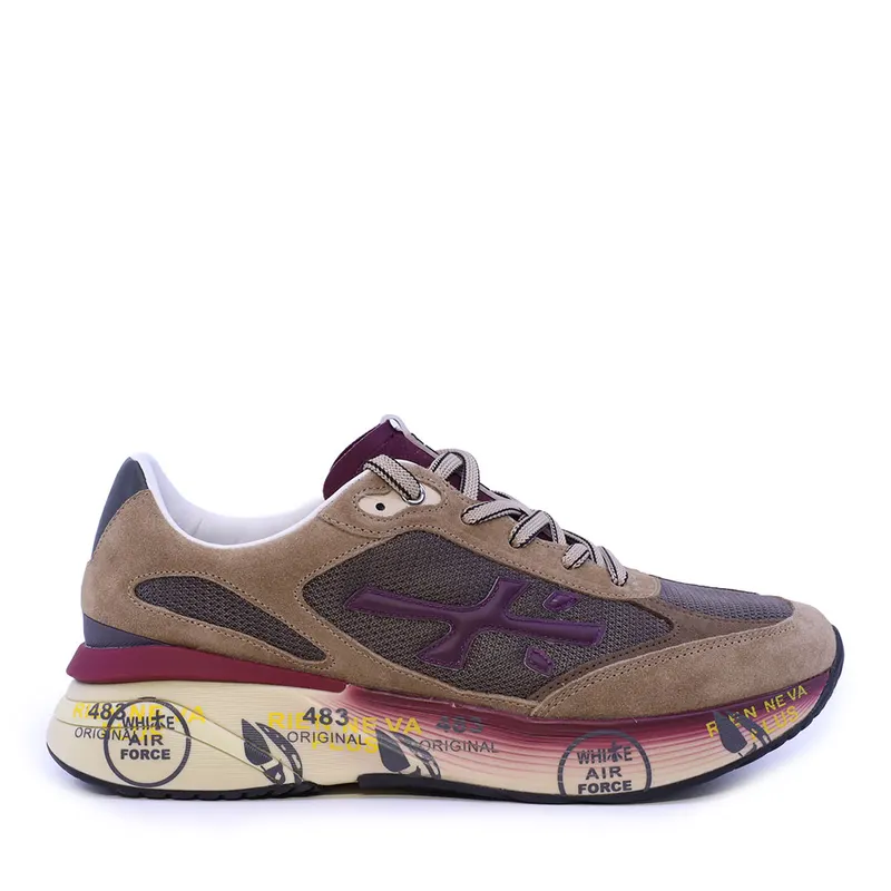 Sneakers bărbați Premiata Moerun taupe din piele întoarsă și textil 1692BP8538TA