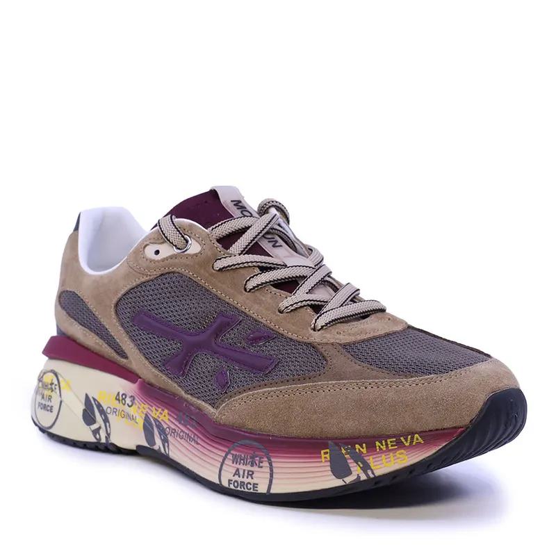 Sneakers bărbați Premiata Moerun taupe din piele întoarsă și textil 1692BP8538TA — imaginea 2