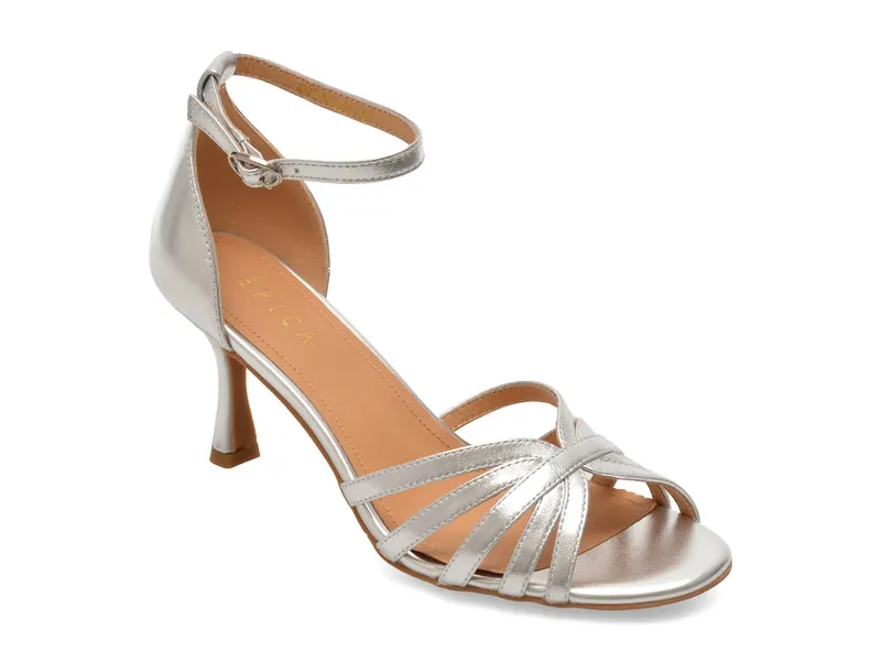 Sandale elegante EPICA argintii, 4H950, din piele naturala