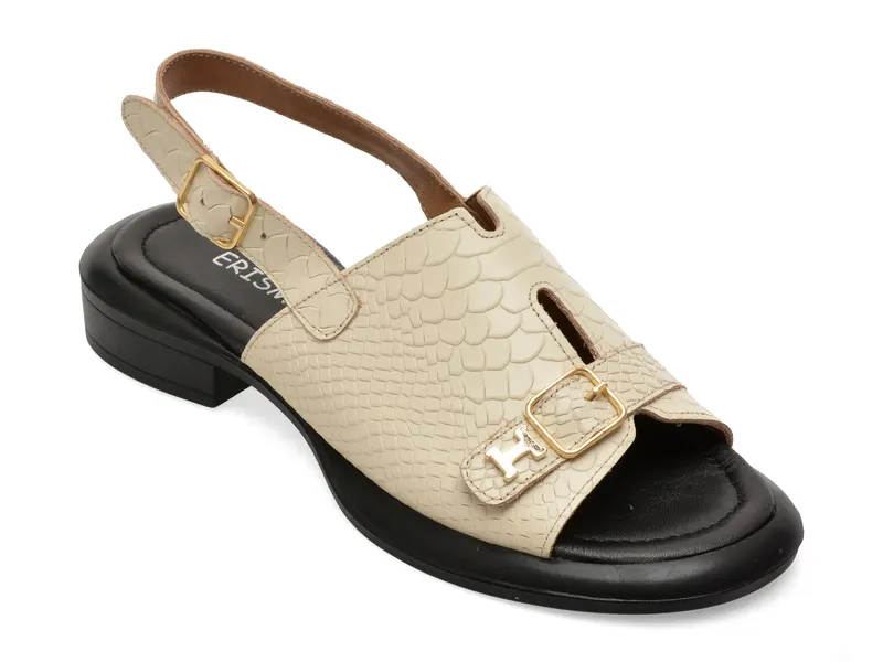 Sandale ERISMA bej, 1954195, din piele croco