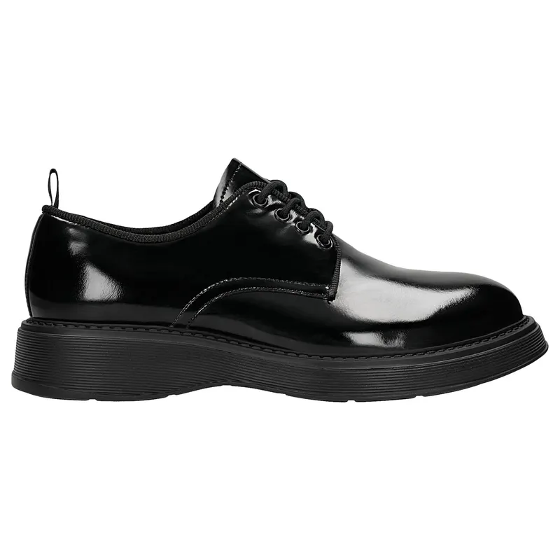 Pantofi oxford bărbați din piele lăcuită neagră