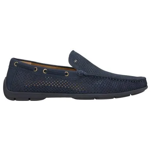 Mocasini bleumarin din piele perforată bărbați
