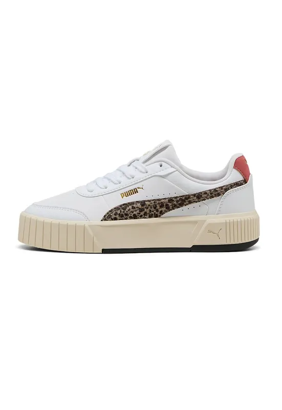Pantofi sport Carina Mia Animal Flair din piele ecologica - Alb/Maro/Rosu stins