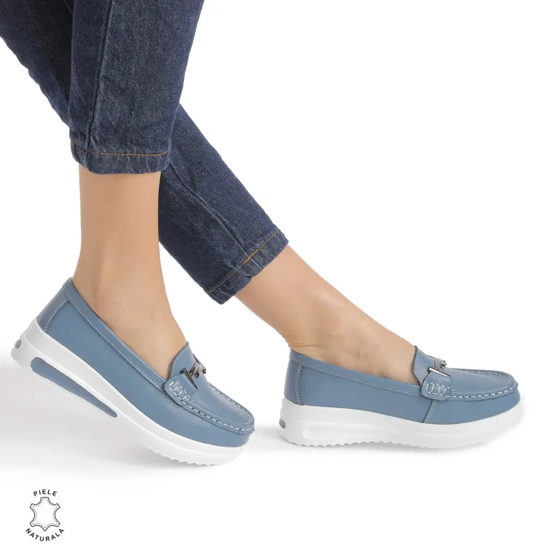 Mocasini DAMA din PIELE Naturala CRL0941 CULOARE: Albastru