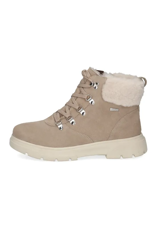 Ghete de piele cu insertie de plus - Maro taupe deschis