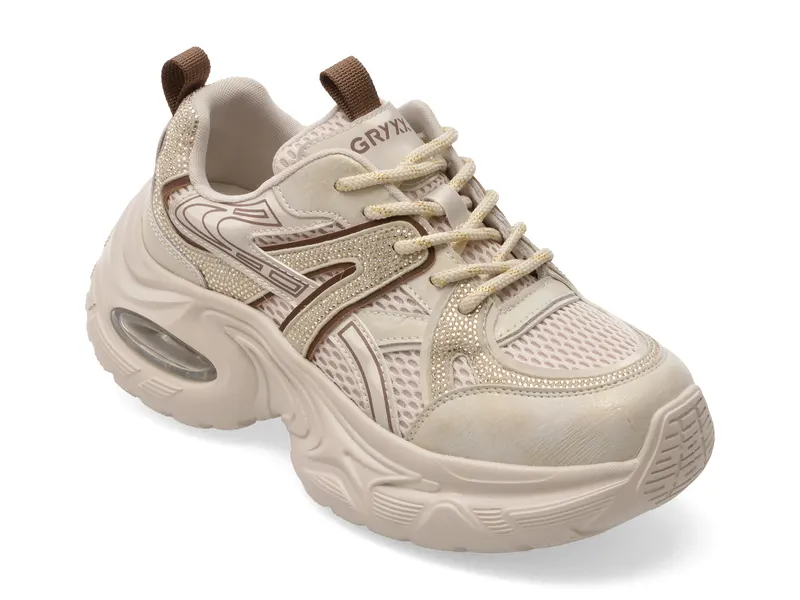 Pantofi sport bej, 2813, din material textil