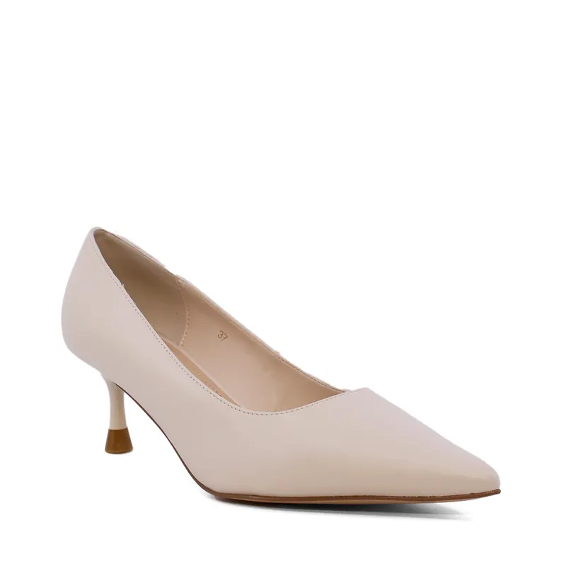Pantofi stiletto cu toc mic femei Luca di Gioia bej din piele 1261DP8861BE — imaginea 2
