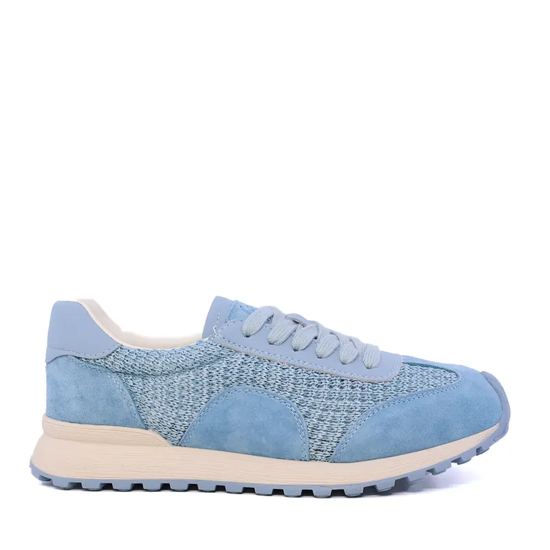 Sneakers perforați femei albastru deschis din piele și textil 1991DPF0750VBL