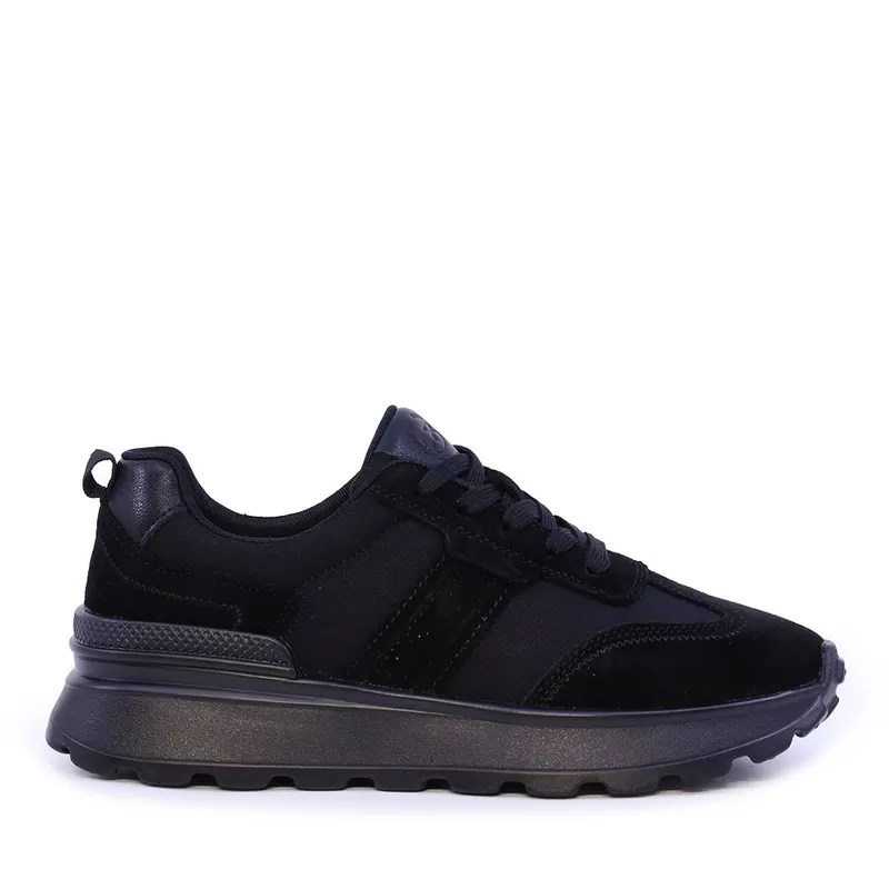 Sneakers ușori femei negri din piele și textil 1992DP6527VN