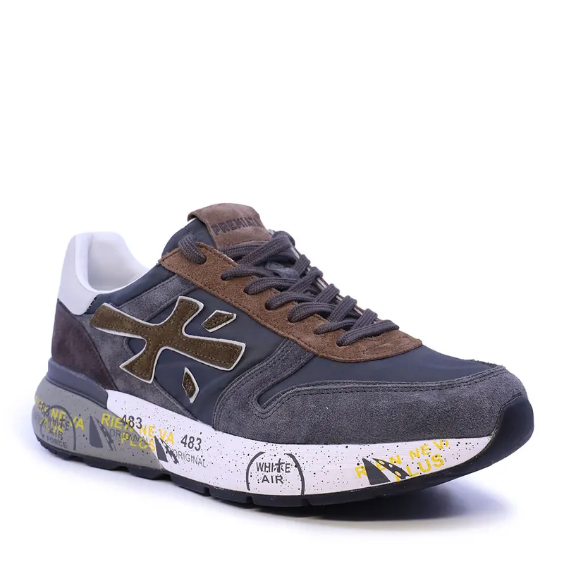 Sneakers bărbați Premiata Mick gri din piele și textil 1692BP8432GR — imaginea 2