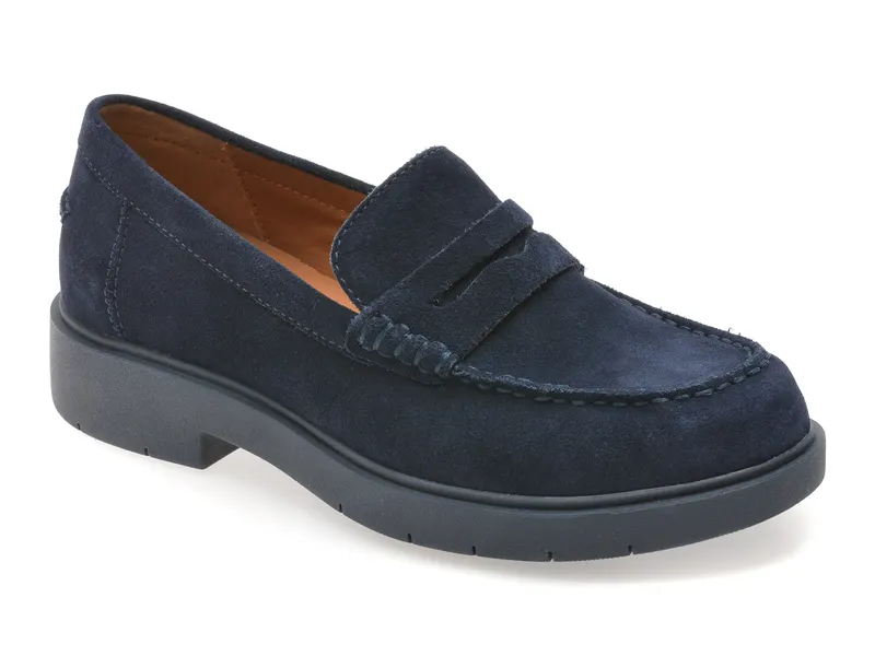 Mocasini GEOX bleumarin, D65DKB, din piele intoarsa