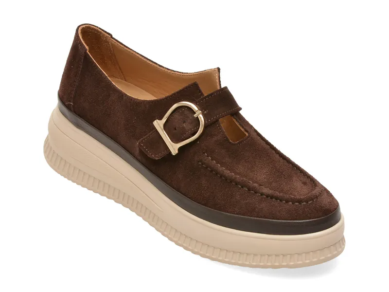 Pantofi IMAGE maro, 381147, din piele intoarsa