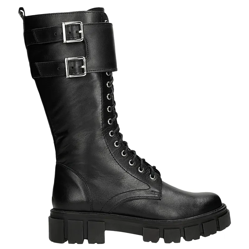 Ghete biker înalte negre