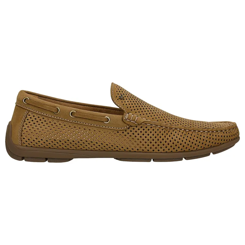 Mocasini bej cu piele perforată bărbați
