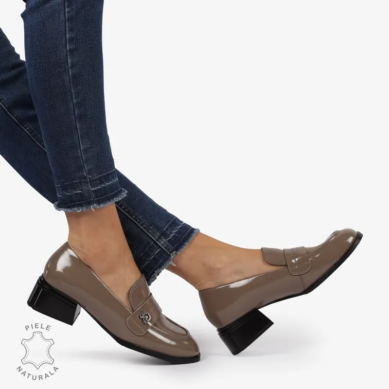 Mocasini Piele naturala Lacuita CU CATARAMA LATERALA CRL1223 KHAKI