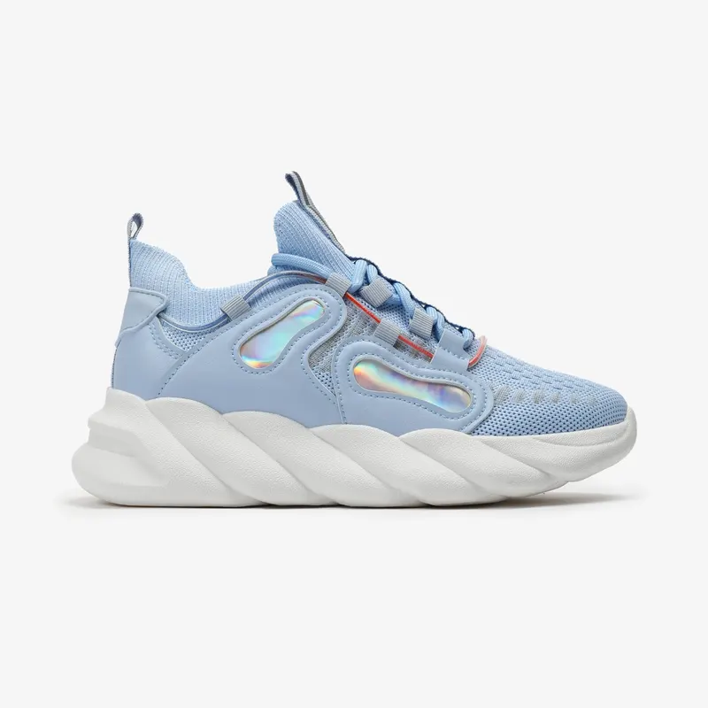 SNEAKERS Dama din Piele Ecologica si textil CRL0130 Albastru