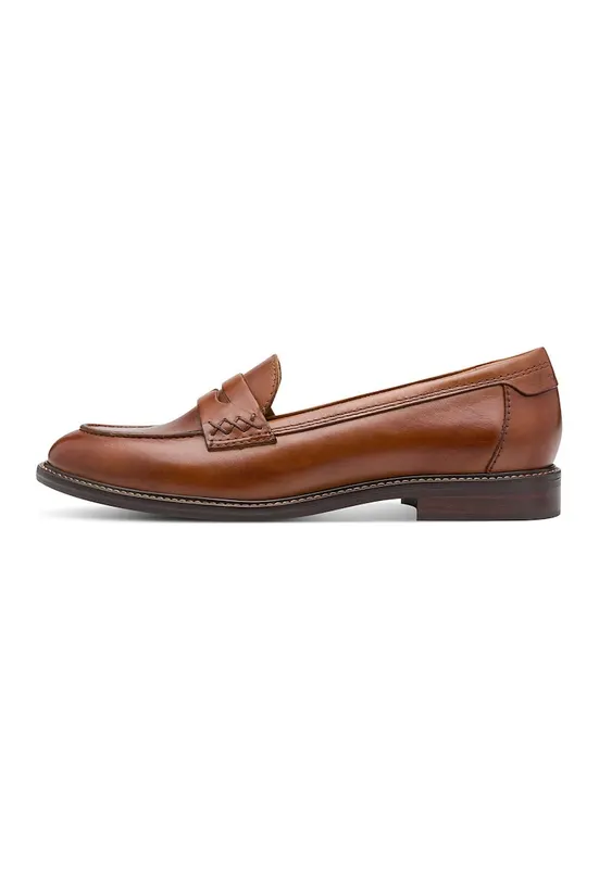 Pantofi loafer uni din piele - Maro scortisoara
