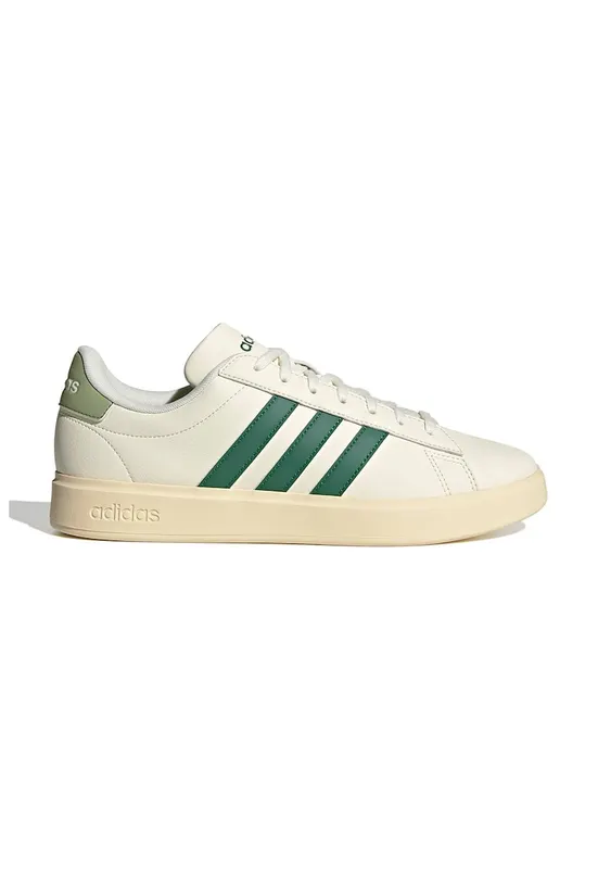 Pantofi sport de piele ecologica cu imprimeu logo Grand Court 2.0 - Verde/Alb fildes