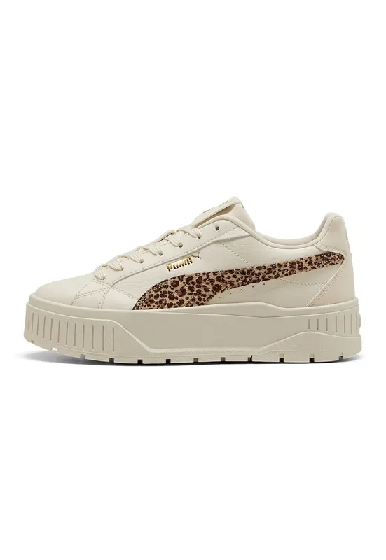 Pantofi sport flatform din piele ecologica Karmen II - Alb fildes/Maro/Maro nisip