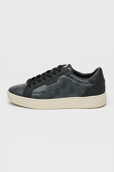 Pantofi sport de piele ecologica cu logo - Negru/Gri carbune