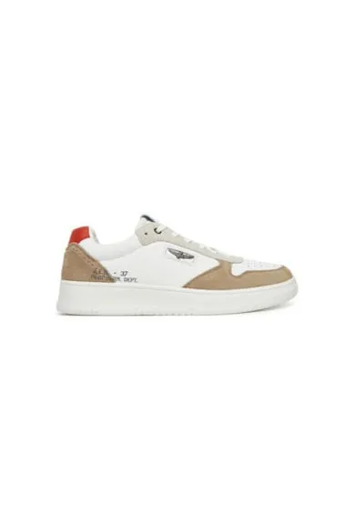 Pantofi sport barbati - 251SC235PL244 - Piele naturala - 42 EU - Bej/Alb - Alb/Bej
