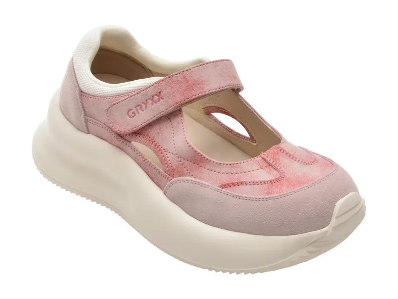 Pantofi sport roz, 5L108, din piele naturala