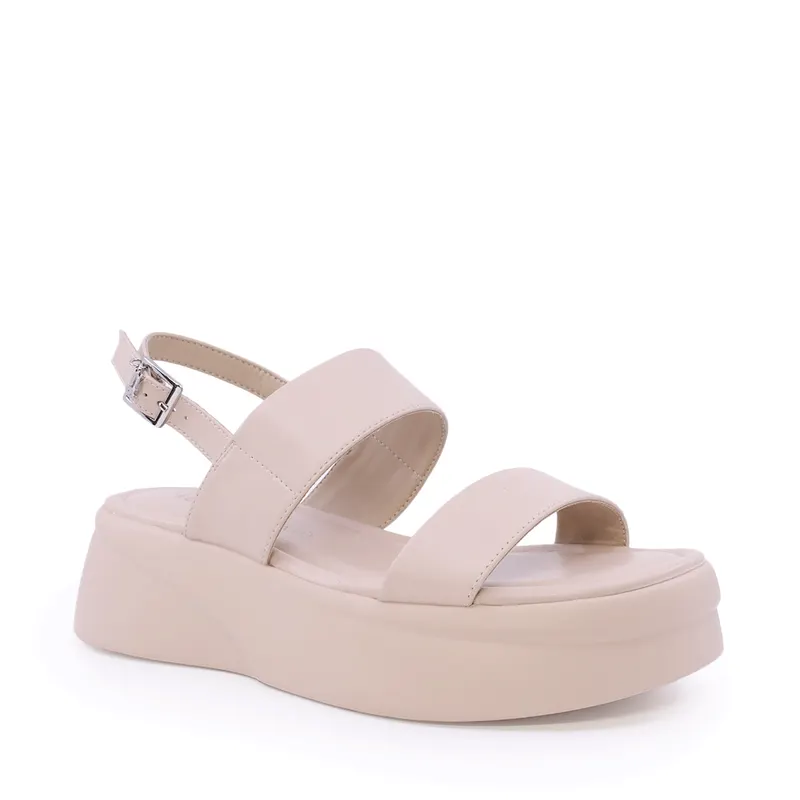 Sandale cu platformă femei Luca di Gioia bej din piele 1299DS7251BE — imaginea 2