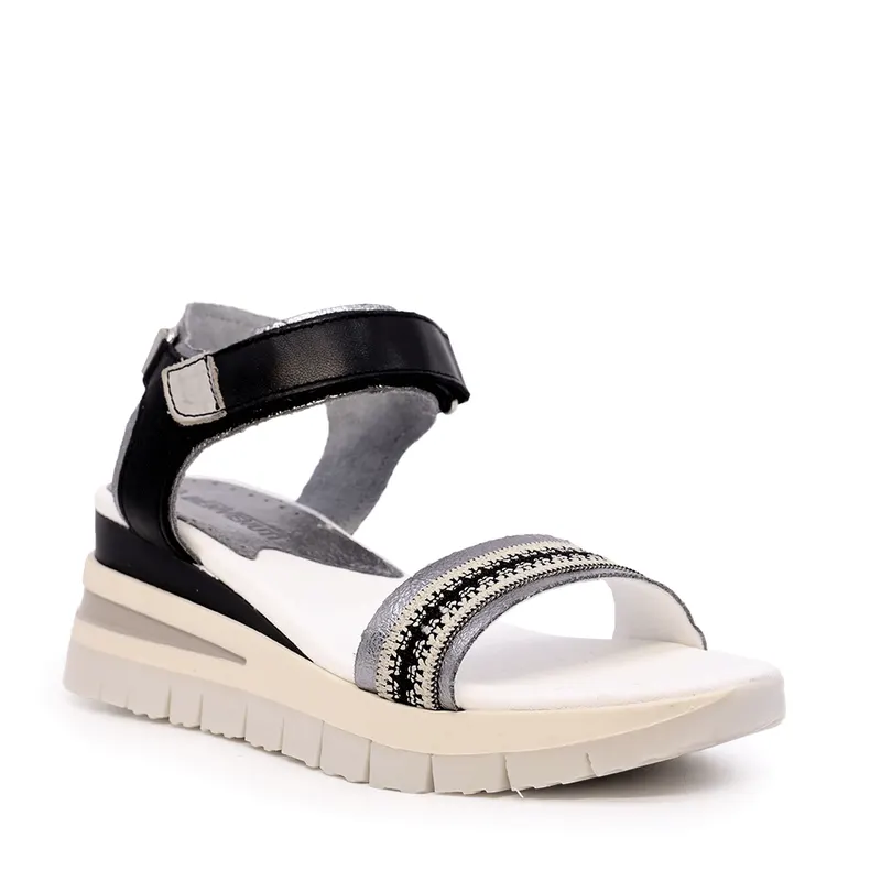 Sandale cu platformă femei negre din piele 809DS4768N — imaginea 2
