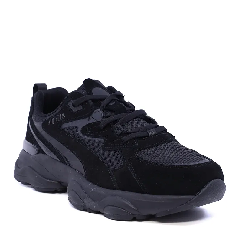 Sneakers bărbați Thezeus negri din piele întoarsă și textil 3731BPS3211VN — imaginea 2