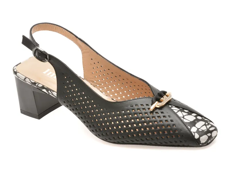 Pantofi eleganti IMAGE negri, 531251, din piele naturala