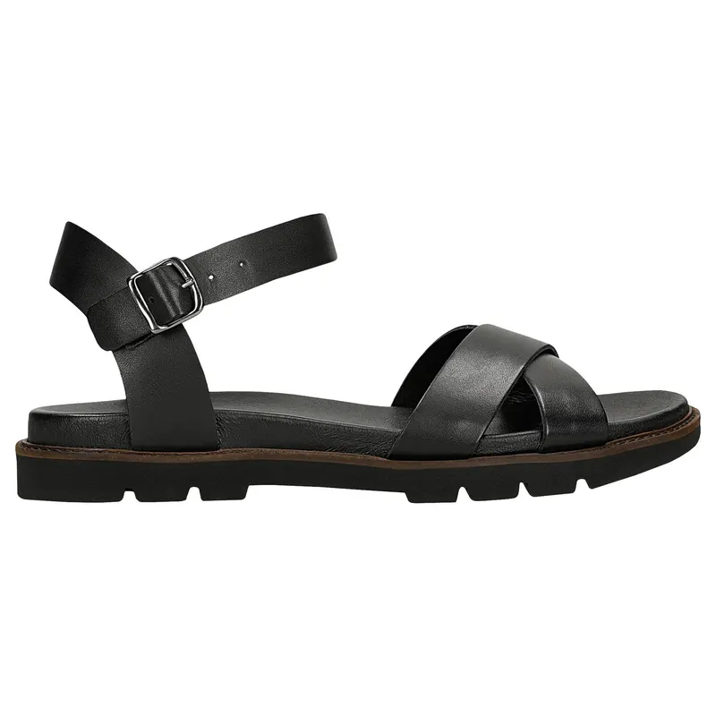 Sandale negre damă din piele naturală netedă