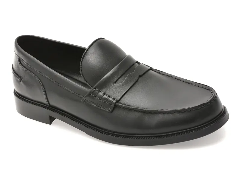 Mocasini eleganti negri, KIERAN 008, din piele naturala