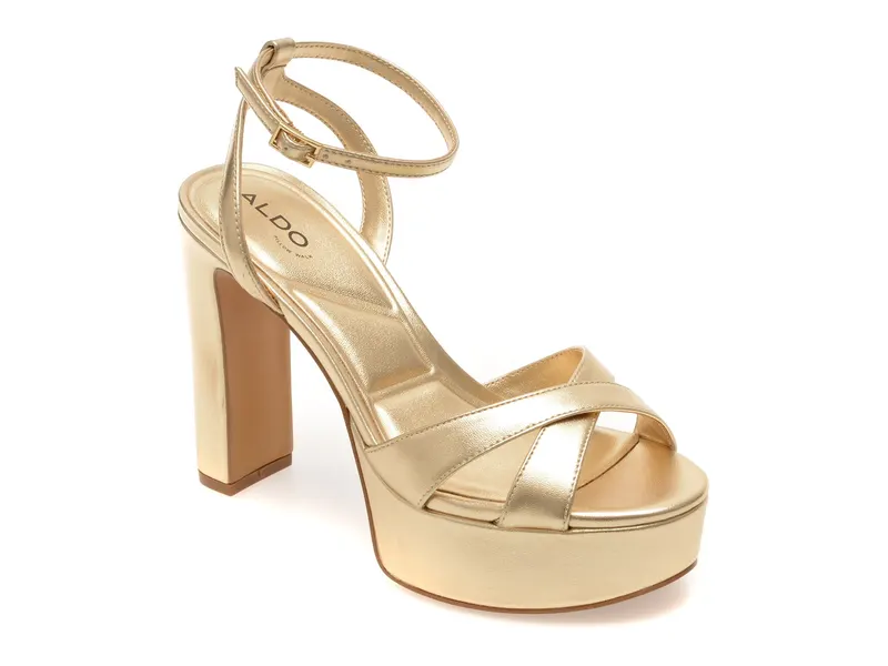 Sandale elegante aurii, ROSINE 710, din piele ecologica