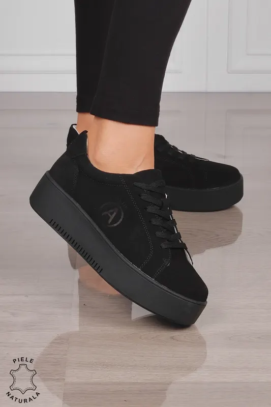 Pantofi Casual DAMA din PIELE Naturala INTOARSA cu talpa inalta CRL1455