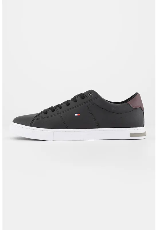 Pantofi sport de piele cu logo discret - Alb/Negru