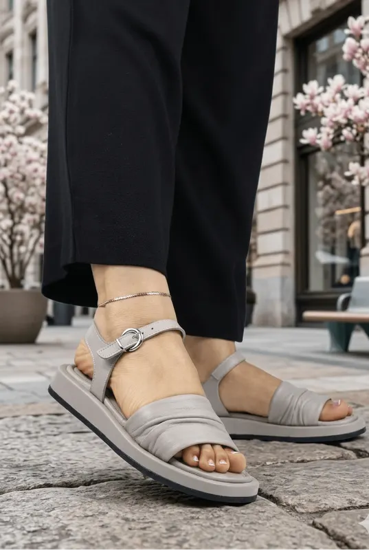 Sandale Dama din Piele Gri - IVETTE TAUPE