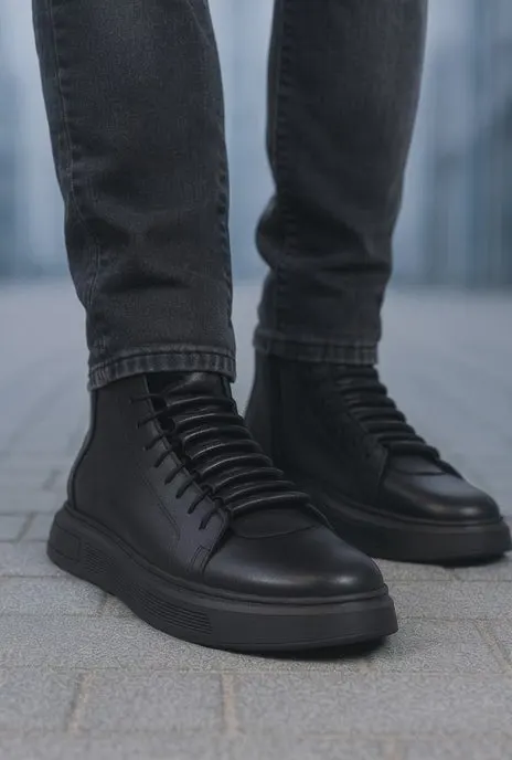Ghete Casual Barbati din Piele Negre - PRITO