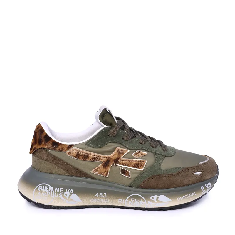 Sneakers femei Premiata Lauryn verzi din piele și textil 1692dp7790v