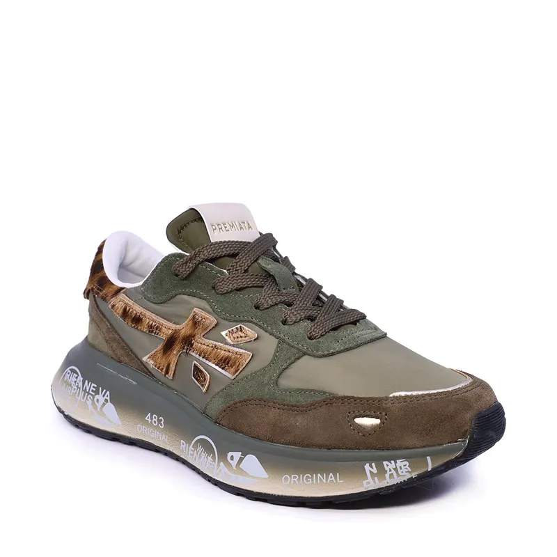 Sneakers femei Premiata Lauryn verzi din piele și textil 1692dp7790v — imaginea 2