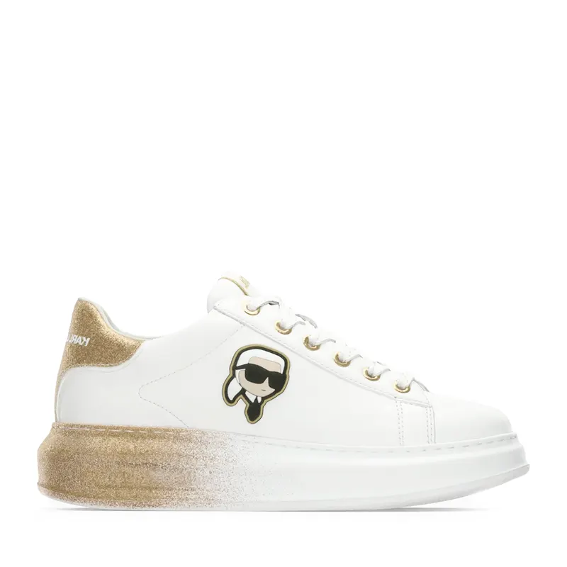 Sneakers femei Karl Lagerfeld Kapri Ombre Nft alb cu auriu din piele 2051DP62530AAU