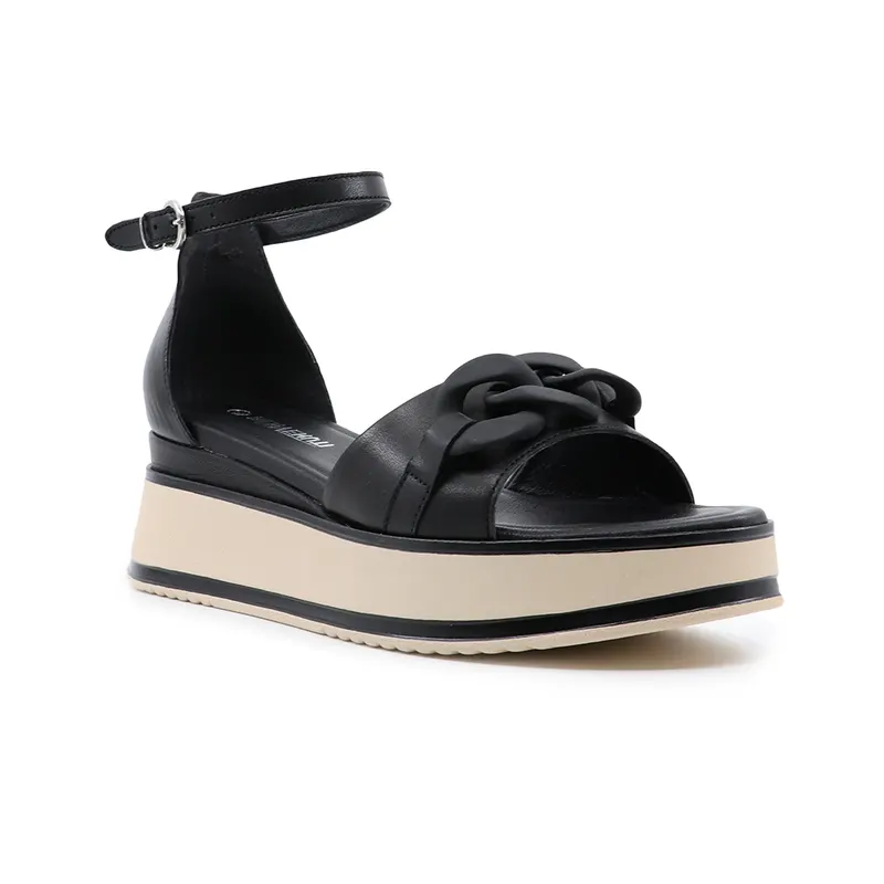 Sandale femei negre din piele cu platformă 807ds6721n — imaginea 2
